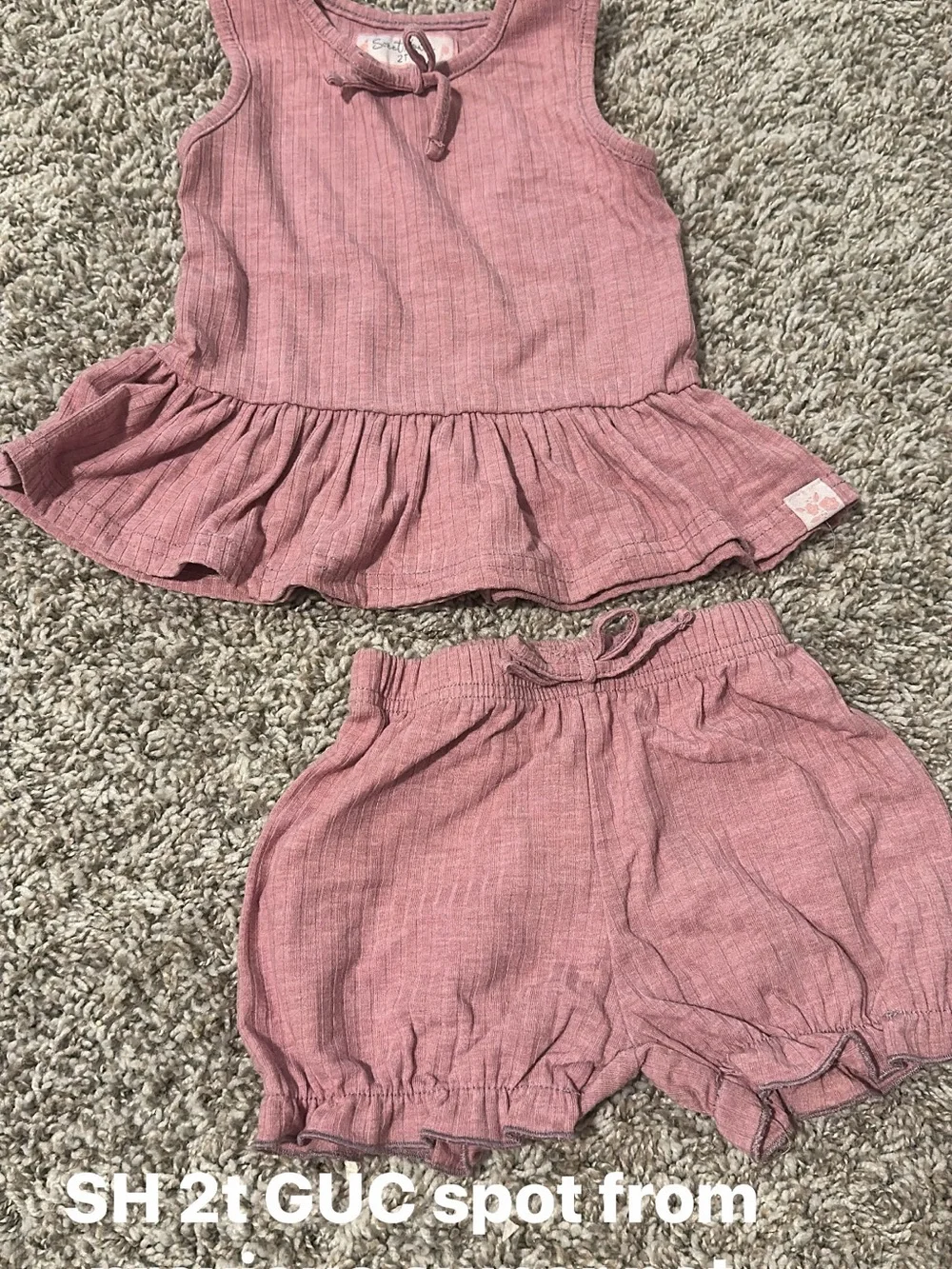 SweetHoney Pink Ribbed Peplum Tank & Shorts Set
